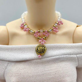 Pearly Rose Doll Necklace Length 9cm