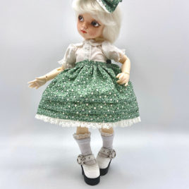 YoSD Green Floral Lolita Skirt and Bow