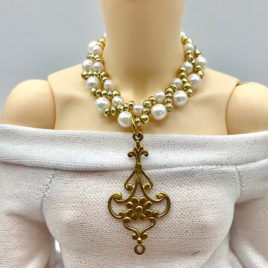 Golden Pearls Doll Necklace Length 9cm